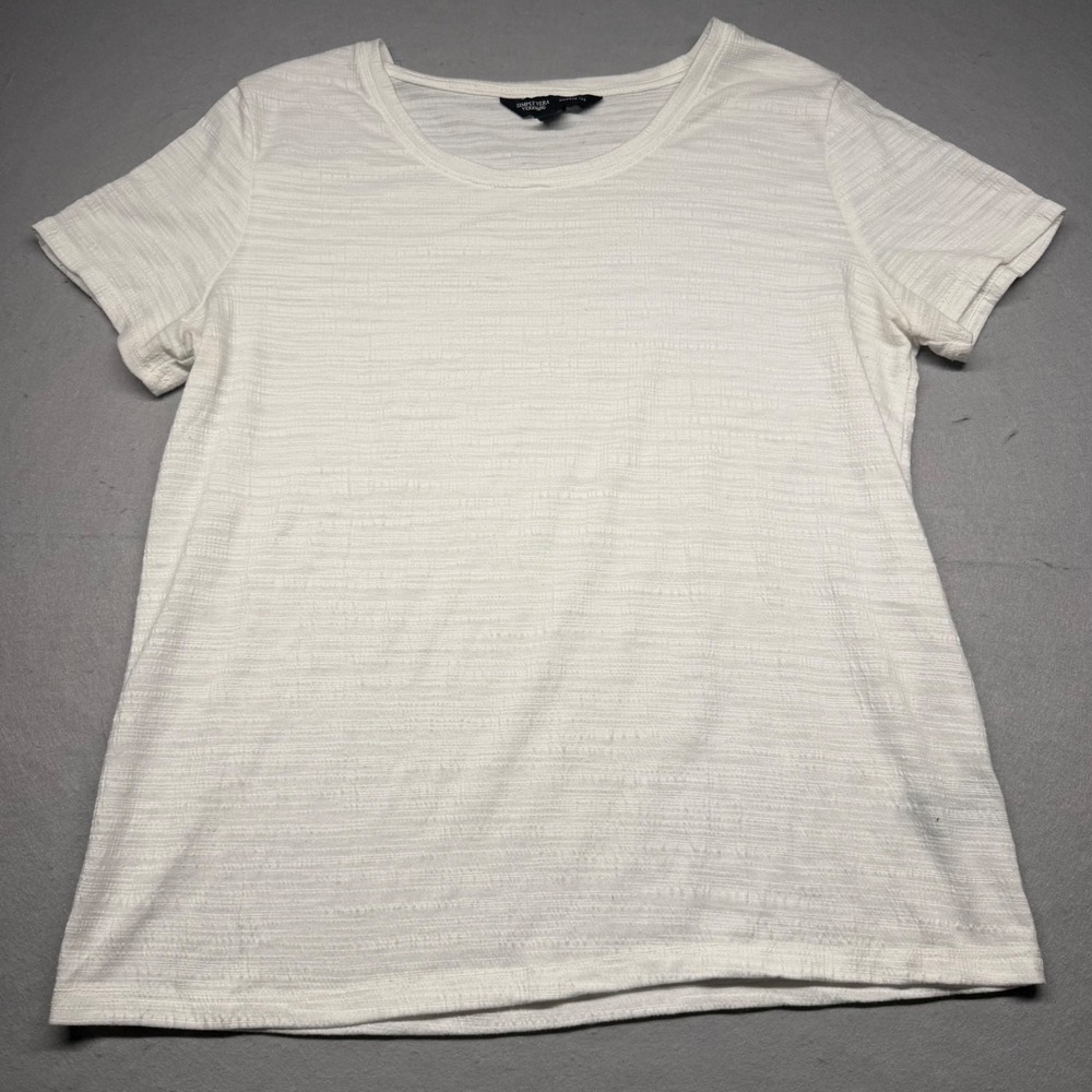 Simply Vera Vera Wang T-Shirt Womens M White Modern Tee Slub Knit Short Sleeve